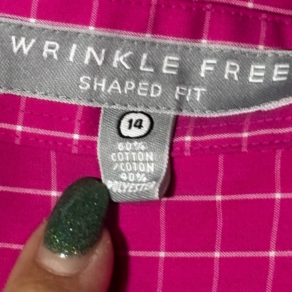 Foxcroft Women's Vibrant Pink Plaid Button Down Shirt - Picture 5 of 8